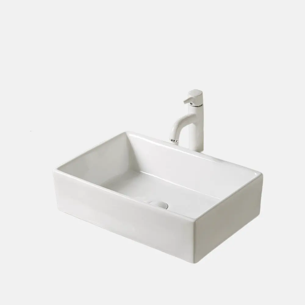 Sanitary Ware Branco Classic Square Toilete Lavabo Navio Cerâmica Acima Counter Hand Wash Basin Banheiro Vanity Sink