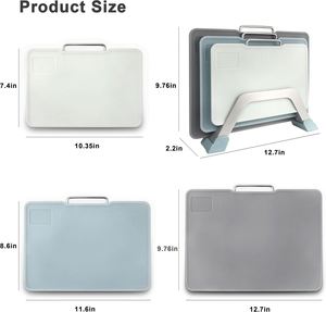 Ensemble de 3 planches à découper personnalisées antidérapantes en plastique avec rainures pour jus et support – Impressionnant - Product Image 2