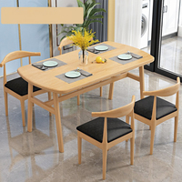 Ensemble de table à manger rectangulaire moderne en bois avec 4 chaises pliantes pour entrepôt et usage domestique