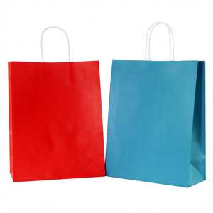 Sacs en papier kraft brun écologiques classiques haut de gamme KM, fabrication artisanale de luxe, impression de logo coloré pour l'emballage de cadeaux, d'aliments et de courses - Product Image 1