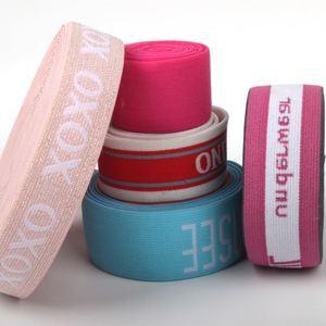 High Quality Nylon Polyester Latex Yarn Material Elastic <b>Webbing</b> Belt Jacquard LOGO Elastic Waistband - Product Image 6