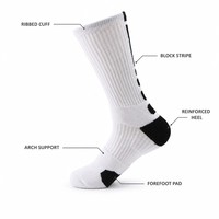 Chaussettes de basketball professionnelles en tissu éponge Spandex/Polyester, personnalisées OEM, respirantes, tricotées pour l'automne, pour adultes