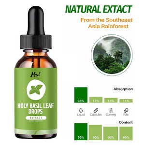 Extrait liquide de feuilles de basilic sacré <span class=keywords><strong>naturel</strong></span> sous marque privée, supplément végétalien à base de plantes pour hommes et femmes - Product Image 3