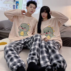 Conjunto de <span class=keywords><strong>Pijamas</strong></span> de Franela con Dibujos Animados para Parejas, Ropa de Dormir Familiar para <span class=keywords><strong>Navidad</strong></span>, Ideal para Amantes del Hogar - Product Image 5