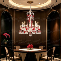 Lustre suspendu rond en cristal rouge pour salon, luminaires de luxe, lampes suspendues, plafonniers modernes