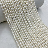 Collier de perles d'eau douce naturelles de 3-6 mm, forme de riz, petites perles, fabrication de bijoux semi-finis, vente en gros