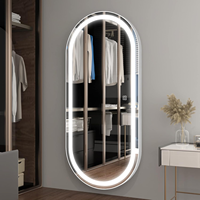 Miroir de Salon Professionnel Mural avec Lumières LED - Miroir de Corps Entier LED Ovale pour Salon