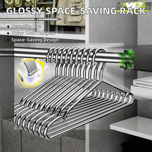 Yolecen Single Tier Glossy Iron Metal PVC Coat Rack with Personalized Thin Notched Grooves Space-Saving <strong>Wire</strong> Steel <strong>Hangers</strong> - Product Image 2