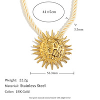 2025 vente chaude à la mode en acier inoxydable soleil et coquille pendentif collier exagéré tressé corde chaîne Style boule forme pour les fêtes