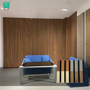 TianGe Pet Mdf Composite Wood Akupanel Acoustic Panel Wooden Wall And Ceiling Acoustic Slat Wood Panel