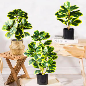 Altın yaprakları ile yeni yapay Ficus Microcarpa şube ev dekor için plastik Mini yeşil bitki - Product Image 1