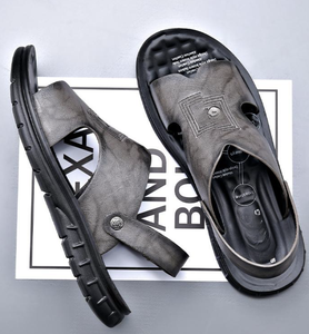 Artı boyutu lüks sandalet erkekler Size50 deri cırt cırt adam sandalet kauçuk ekstra geniş ayakkabı Pantoufles Hommes dökün terlik erkekler - Product Image 6