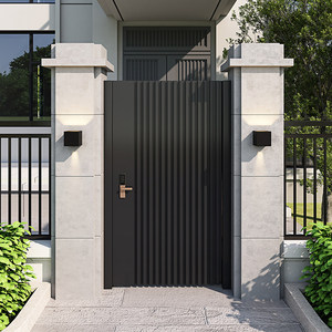Porte de Cour de Villa en Alliage d'Aluminium, Porte d'Entrée Extérieure en Acier Inoxydable pour Jardin, <span class=keywords><strong>Portail</strong></span> Double <span class=keywords><strong>Battant</strong></span> Moderne pour Clôture Rurale - Product Image 1