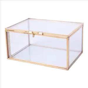 BEIZE Brass photography retangular glass gold shadow boxes holds 4x6 custom jewelry box
