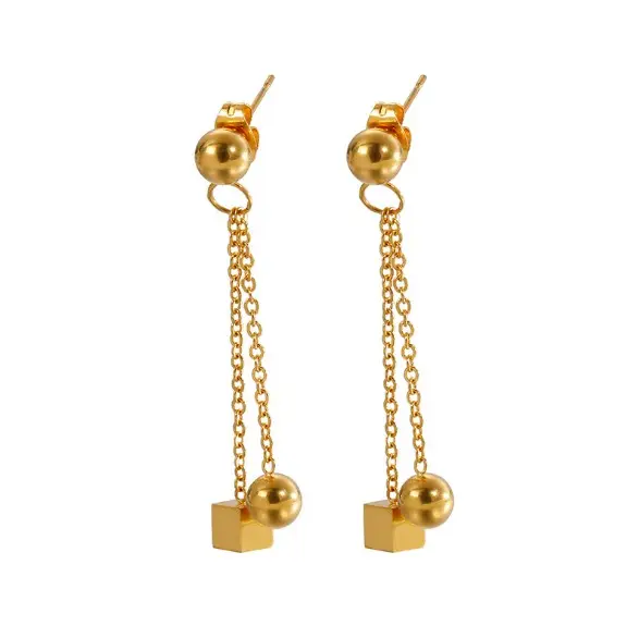 Gold long earrings tassel fashion earrings