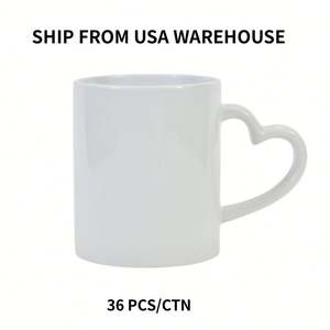 Taza de Café de Cerámica Blanca Personalizada de 11 oz con Asa de Corazón para Sublimación, Venta al por Mayor desde Almacén en EE. UU. - Product Image 5