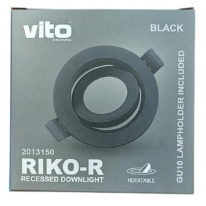 Gu10 Recessed <b>Spotlight</b> Holder 75mm Black For Downlights - Product Image 2