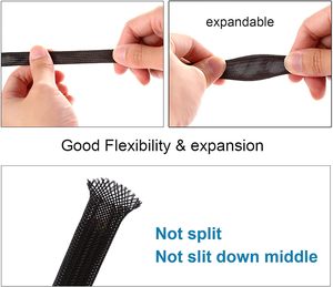 Gaine tressée extensible noire de <span class=keywords><strong>1</strong></span>/<span class=keywords><strong>2</strong></span> po, 25 pieds, en PET, pour gestion des câbles - Product Image 5