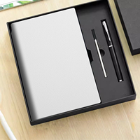Ensemble cadeau d'entreprise personnalisé avec logo, carnet en cuir PU blanc et stylo noir, ensemble de papeterie