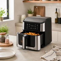 Friteuse à air électrique compacte 8L à commande tactile numérique sans huile pour la cuisine domestique : poulet, frites, viande et snacks