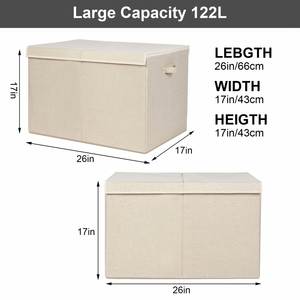 26"x17" X17" <b>Large</b> Toy Storage Box with Lid, Sturdy Toys Storage Chest <b>Bin</b> Organizer Basket with Dividers for Kids - Product Image 3