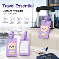 Étiquette de bagage personnalisée OEM en PVC, motif animal de dessin animé, étiquette d'identification de voyage en caoutchouc étanche