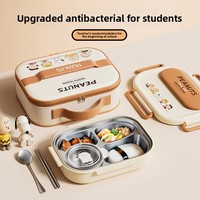 Edelstahl 304 Isolierte Lunchbox für Kinder & Büroangestellte Cartoon-Design Mikrowellengeeignet Große Kapazität Einlagig