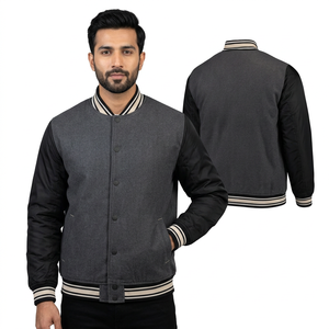 Hot sale Custom Embroidery <b>Leather</b> Sleeve Baseball Varsity <b>Jacket</b> Professional Manufacturer Top Quality Varsity <b>Jacket</b> for men - Product Image 1