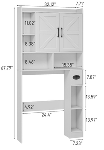 Armoire de rangement au-dessus des toilettes, armoire de rangement de ferme au-dessus des toilettes avec 2 portes de grange et support de porte-<span class=keywords><strong>papier</strong></span> hygiénique - Product Image 6