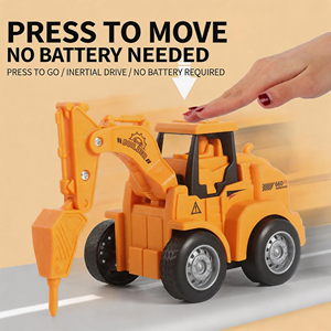 Excavatrice jouet à inertie pour enfants, sans batterie, véhicule de construction en plastique, modèle Orange Builder - Product Image 1