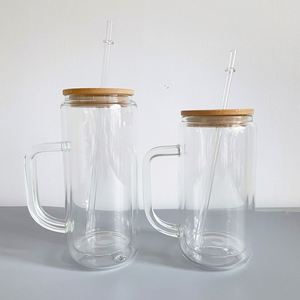 Gobelets en verre à double paroi transparents effet cristal de 12oz, 15oz, 20oz, avec couvercle, paille et poignée, style boule de neige à paillettes - Product Image 3