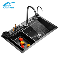 Ensemble d'évier de cuisine intelligent de luxe 2025 avec robinet multifonctionnel en acier inoxydable 304 design caché vente en gros