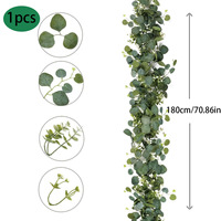 Vigne artificielle en eucalyptus en gros, 180 cm, fausse plante suspendue pour décoration d'arche de mariage, de maison, de fête ou d'événement