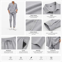 Ensemble 2 pièces de qualité supérieure pour homme : chemise et pantalon en coton et lin, couleur unie, style décontracté et ample pour la plage