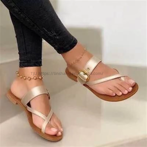 Summer New Women's Pintoed Flat Bottom Slippers Large Strap Casual Sandals - Product Image 6