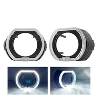 Lentille de projecteur LED xénon 12V 2,5'' 3'' Masque de lampe Angel Eye Blanc Auto LED DRL Phare avec anneau halo Neuf 12V