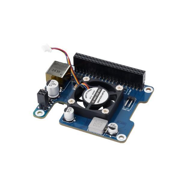 Power Over Ethernet HAT (F) for Raspberry Pi 5/CM5 Active Cooling Fan Metal Heatsink 802.3af/at