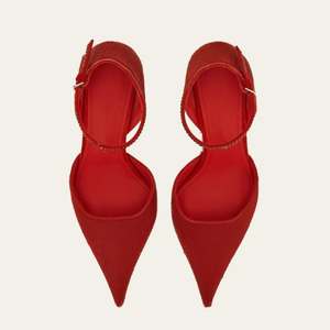 Sandalias de tacón alto con cuña y punta en pico para mujer, con logotipo personalizado, de charol, sexys, con tiras al tobillo, para verano - Product Image 5