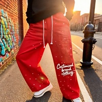 Pantalon de jogging ample et droit en coton délavé style streetwear personnalisé pour homme