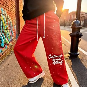 Pantalon de jogging ample et droit en coton délavé style streetwear personnalisé pour homme - Product Image 3