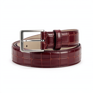 Ceintures en cuir de vachette véritable pour hommes, nouvelle mode, boucle argentée, style alligator - Product Image 2