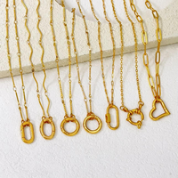 Collier de mode en acier inoxydable plaqué or 18 carats, anti-ternissement, étanche, avec fermoir à ressort, chaîne maille O et maille trombone