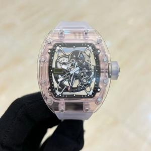 Reloj Deportivo para Hombre, Personalizado, con Caja Transparente Mecánica Hueca de Cristal Rosa de Lujo, Estilo Hip-Hop - Product Image 1