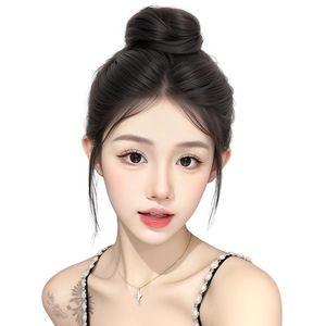 Perruque chignon haut avec cheveux humains naturels, style bouclé et volumineux pour femme, convient à toutes les formes de visage et à toutes les couleurs de peau - Product Image 1