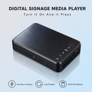 เครื่องเล่นป้ายดิจิตอล OEM แบบกำหนดเอง ความละเอียด 1080P HD แสดงโฆษณาแบบวนซ้ำอัตโนมัติ พร้อมช่อง USB และ SD พกพาสะดวก น้ำหนักเบา ขายส่งจากโรงงาน - Product Image 1