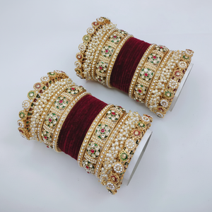 PADMAWATI Juego de Brazaletes de Lujo de Alta Calidad en Tungsteno Chapado en Oro Multicolor para Novias Indias, Compromiso, Boda, Fiesta, Aniversario - Product Image 2