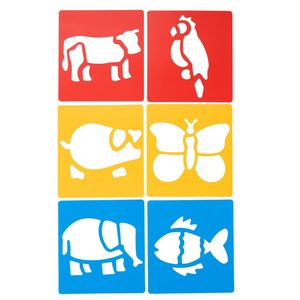 Lot de 6 pochoirs <span class=keywords><strong>animaux</strong></span> lavables en plastique pour les artisans de <span class=keywords><strong>peinture</strong></span> tropicale pour l'art et la créativité - Product Image 1