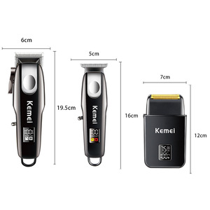 เครื่องตัดผมไฟฟ้าเคเมอิพร้อมจอแสดงผล LCD รุ่นชาร์จ 19.5 ซม. สำหรับการตัดแต่งผมของผู้ชาย - Product Image 1