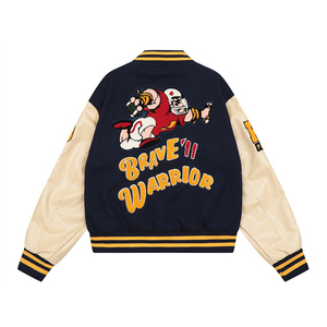 École Collège Personnalisé Broderie Écusson Cuir Manches Laine Bleu Marine <span class=keywords><strong>Varisity</strong></span> Baseball Bomber Letterman Veste - Product Image 4