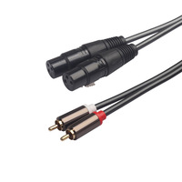 Câble audio coaxial à fibre optique avec tête plaquée or en cuivre 2RCA mâle double XLR femelle gaine en PVC moniteur microphone ordinateur